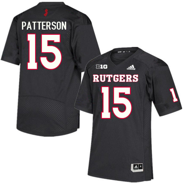 Men #15 Max Patterson Rutgers Scarlet Knights College Football Jerseys Sale-Black - Click Image to Close